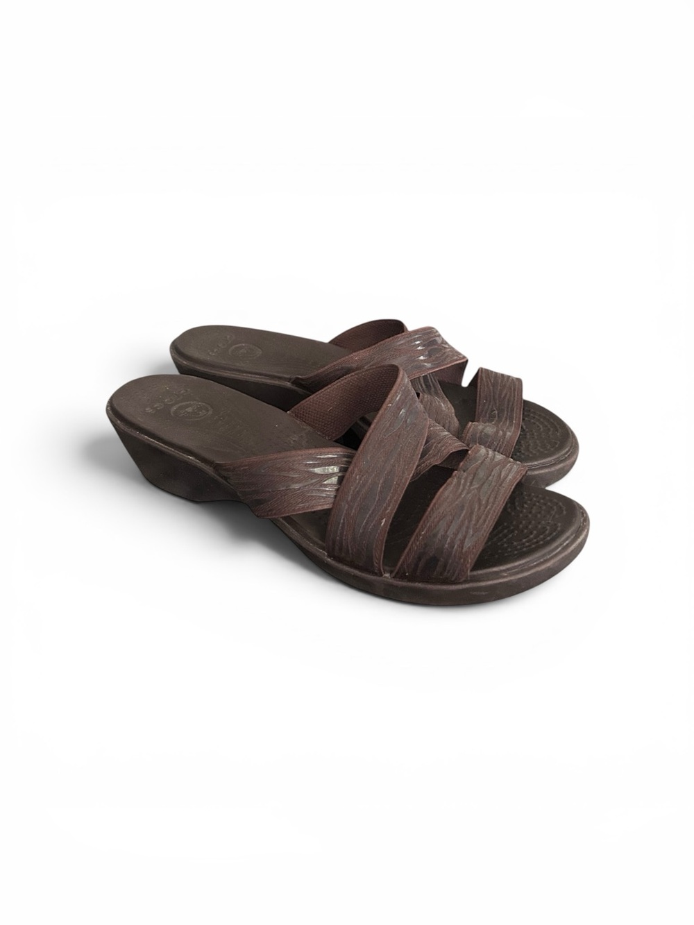 Crocs Brown Wedge Slide Sandals Women’s Size 7